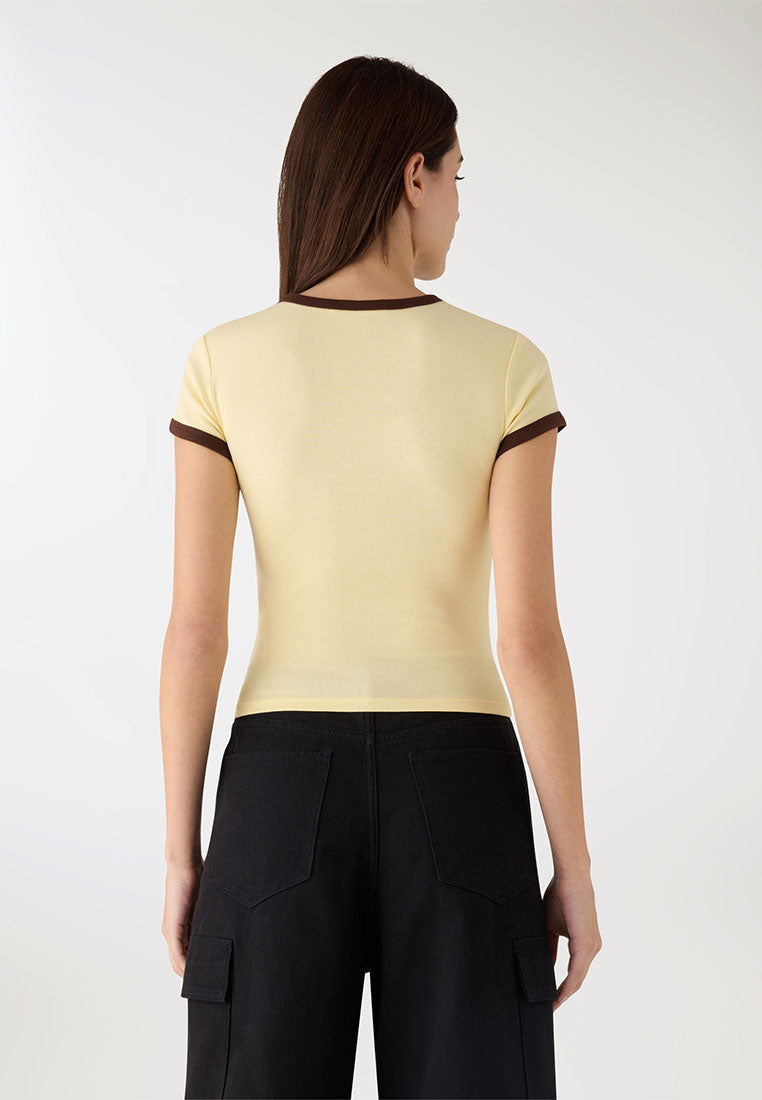 Women's Contrast Trim Crop T-Shirt