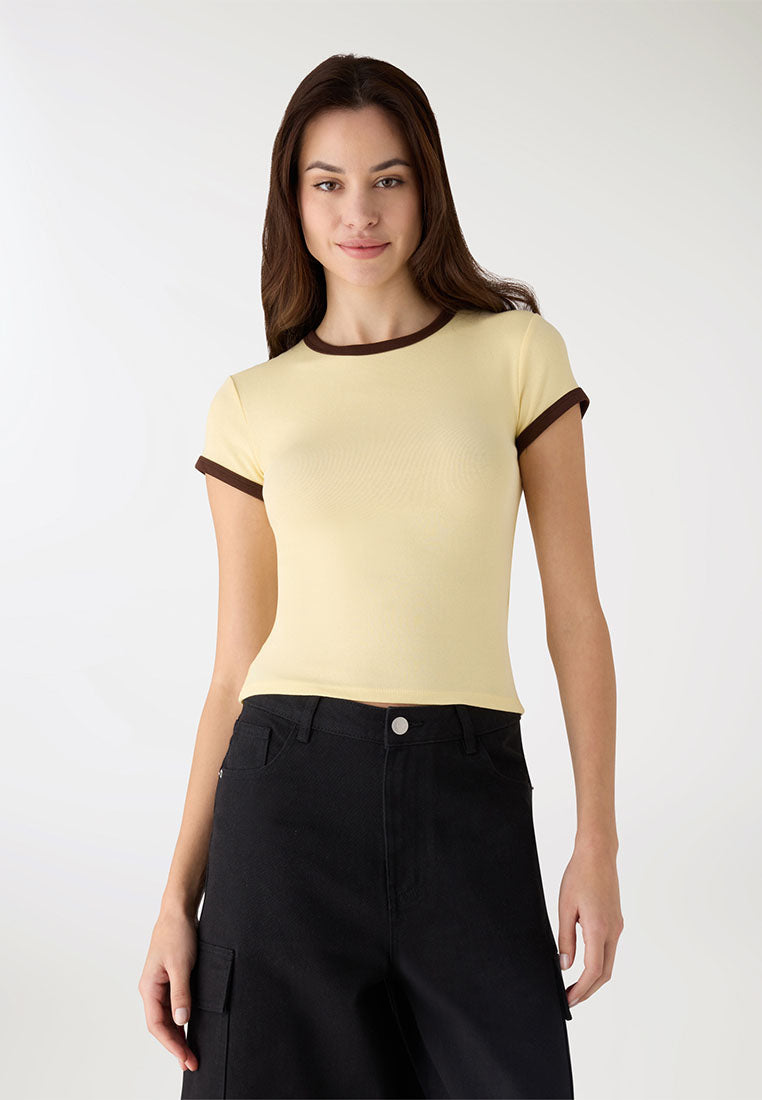 Women's Contrast Trim Crop T-Shirt