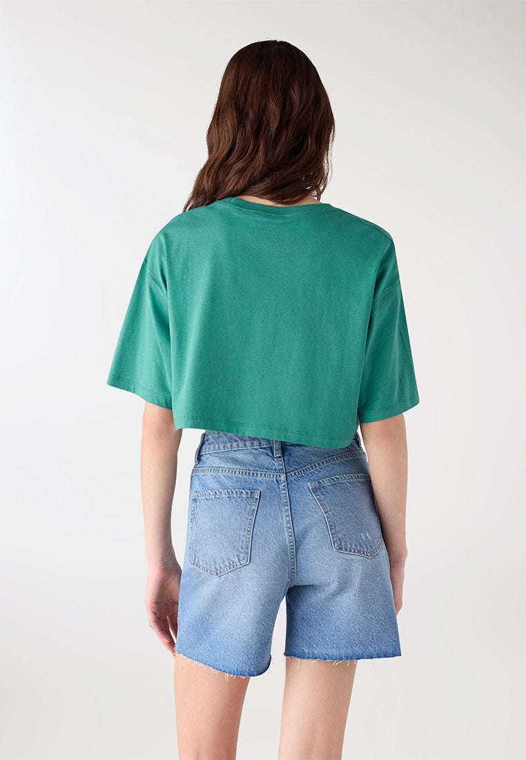 Solid Colour Crop Top T-shirt