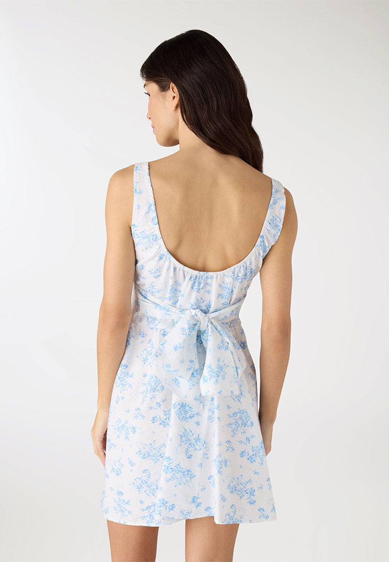 Women's Floral Square Neckline Short Dress