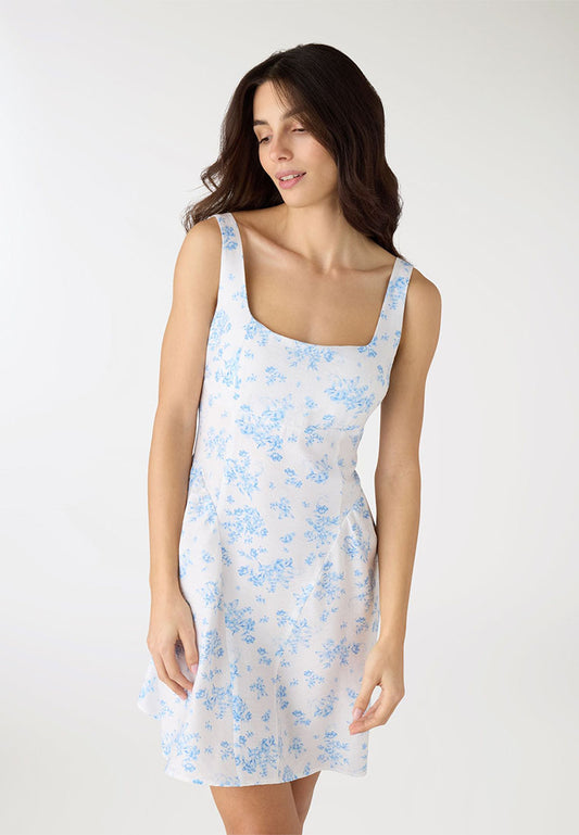 Women's Floral Square Neckline Short Dress