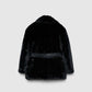 Women's Short coat with belt and long faux fur collar