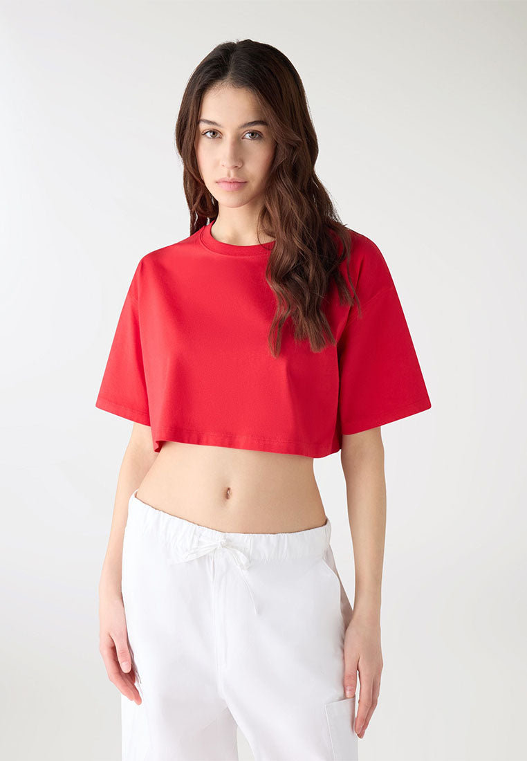 Solid Colour Crop Top T-shirt