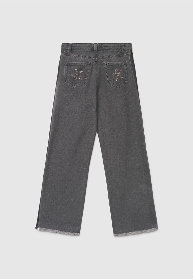 Wide-leg jeans with studded stars for Girls