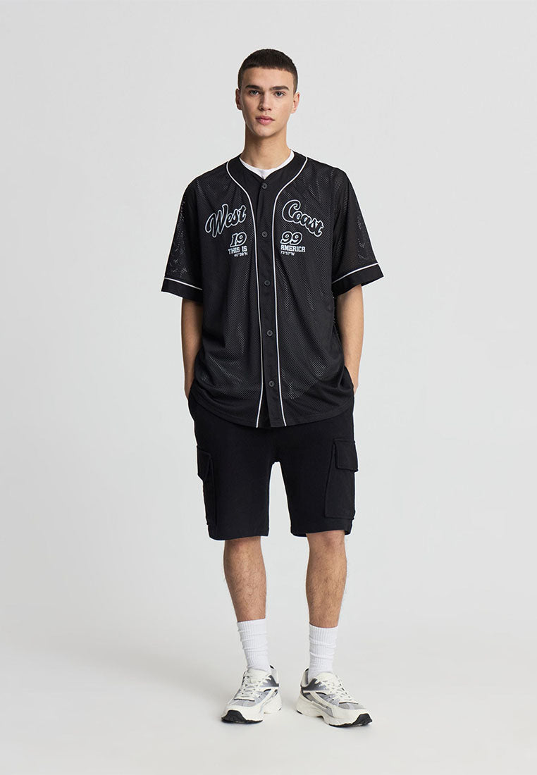 Men's Baseball-Style Button-Up T-Shirt