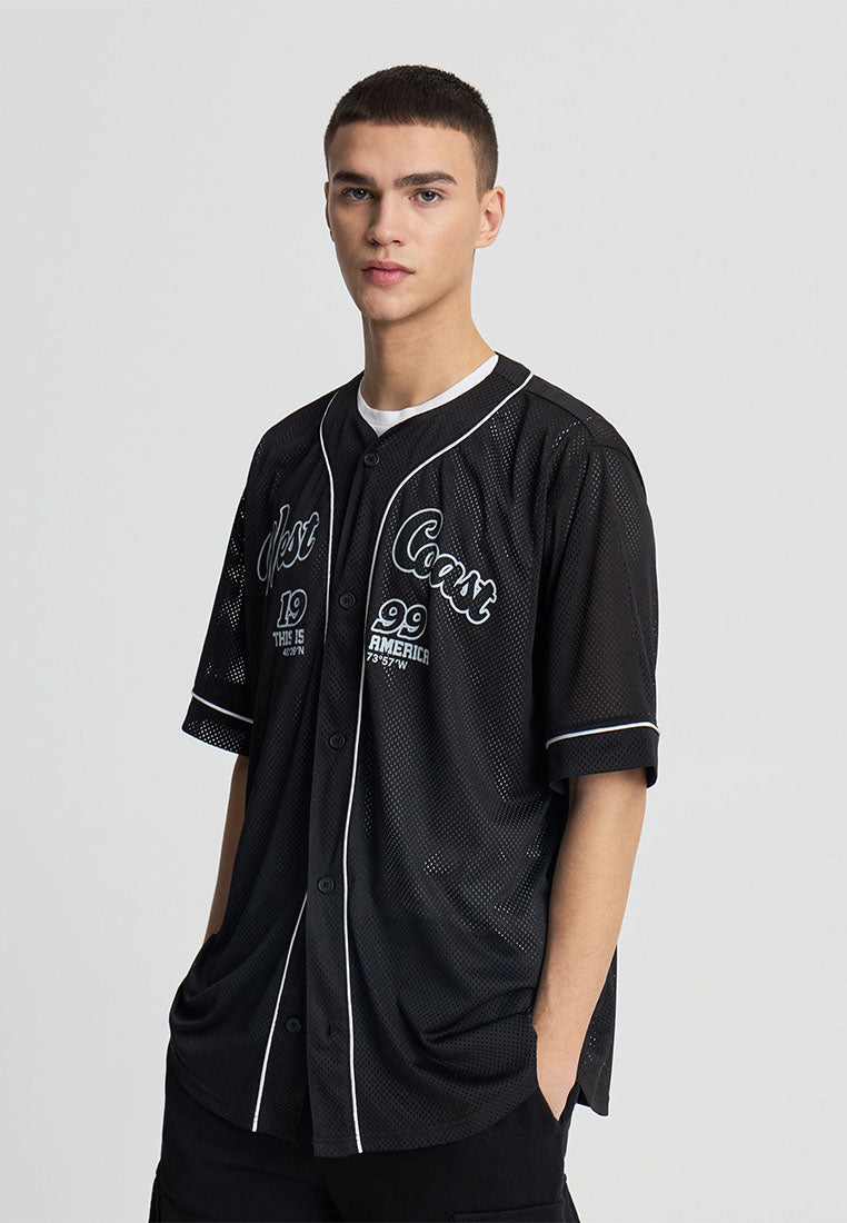 Men's Baseball-Style Button-Up T-Shirt