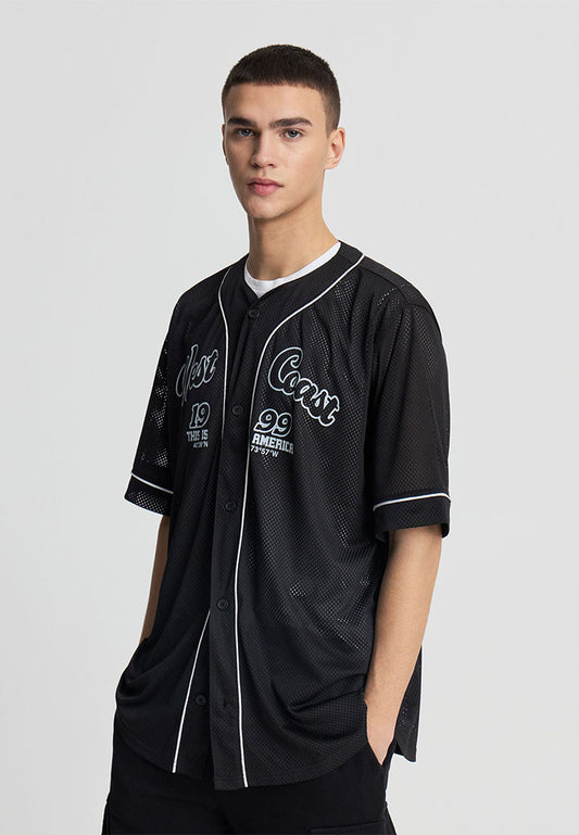 Men's Baseball-Style Button-Up T-Shirt