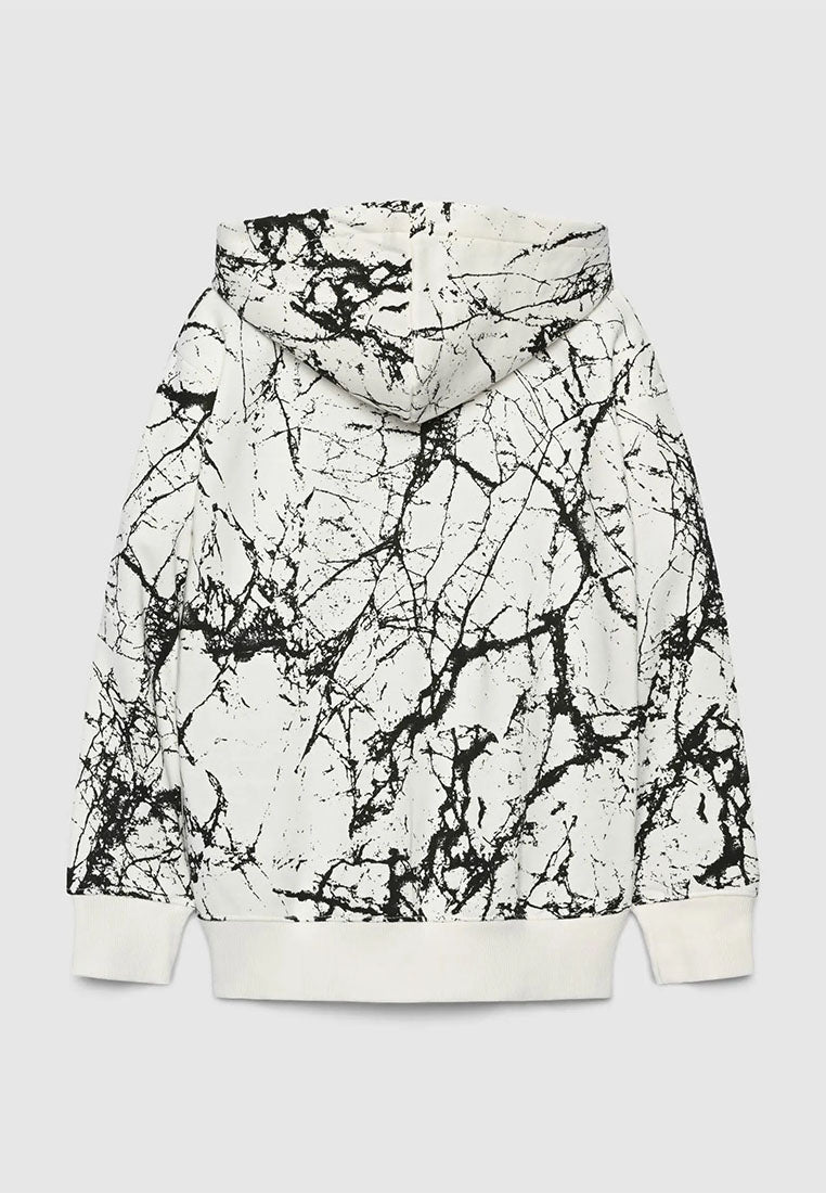 Hoodie with zip and marbled print for Boys