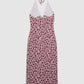 Women's Mini Flower design Halter Midi Dress