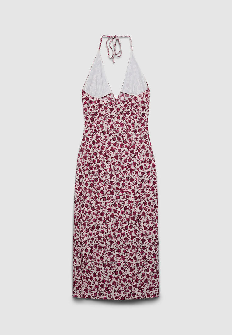 Women's Mini Flower design Halter Midi Dress