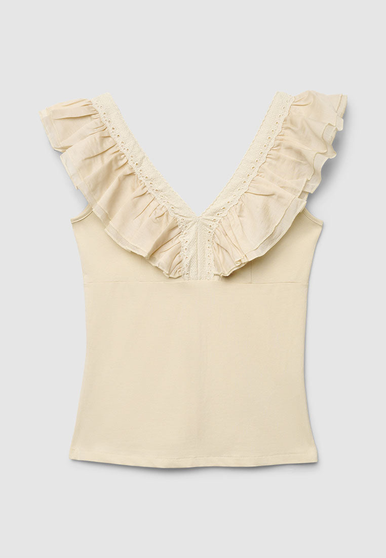 Women's V-Neck Ruffle-Trim Tank Top
