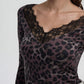 Women's Long-sleeved animalier V-neck T-shirt