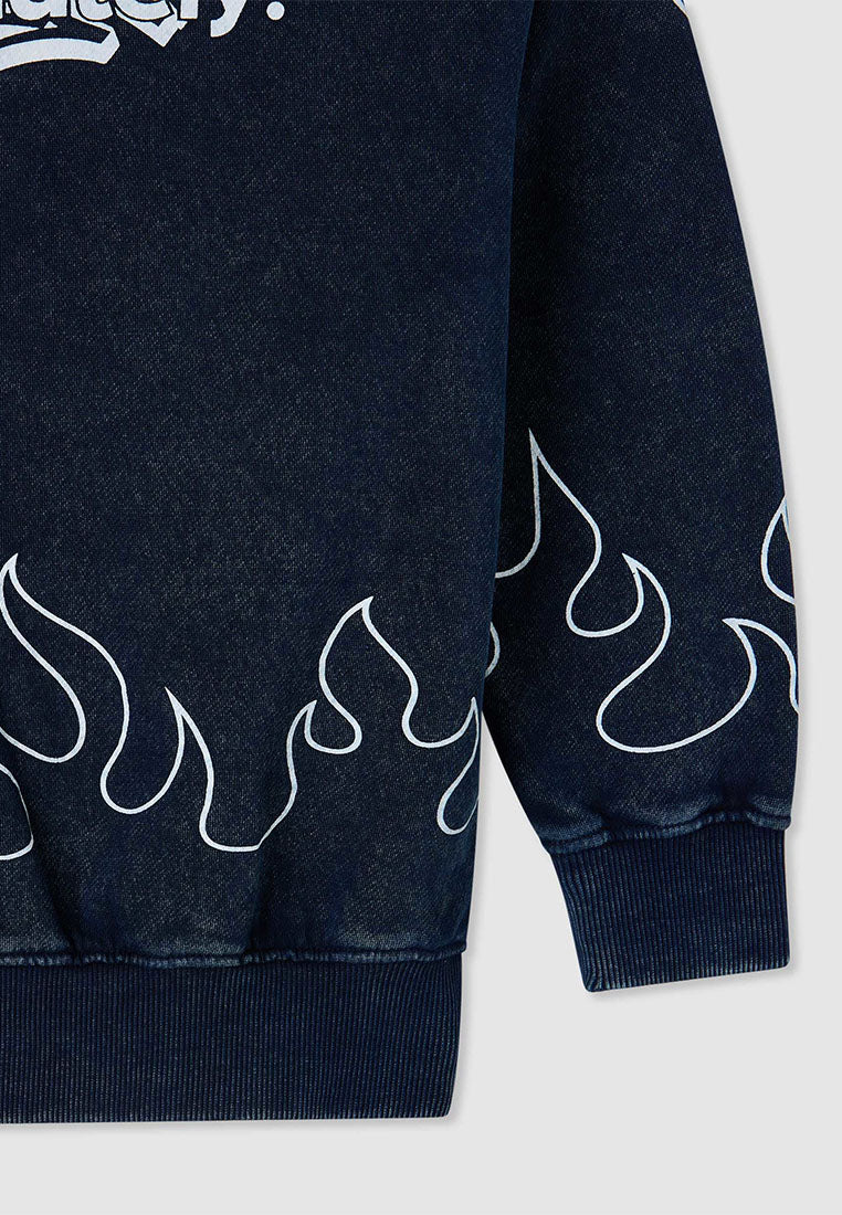 Midnight Flame Graphic Hoodie for Boys