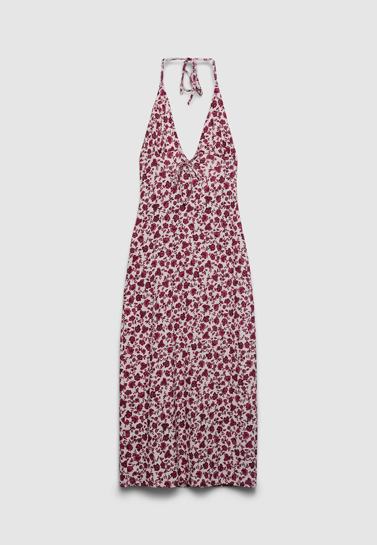 Women's Mini Flower design Halter Midi Dress