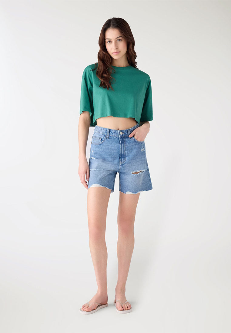 Solid Colour Crop Top T-shirt