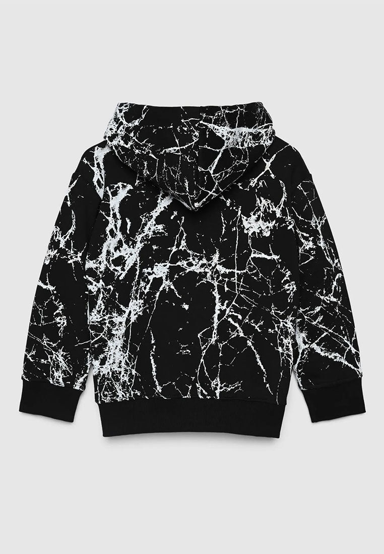 Hoodie with zip and marbled print for Boys