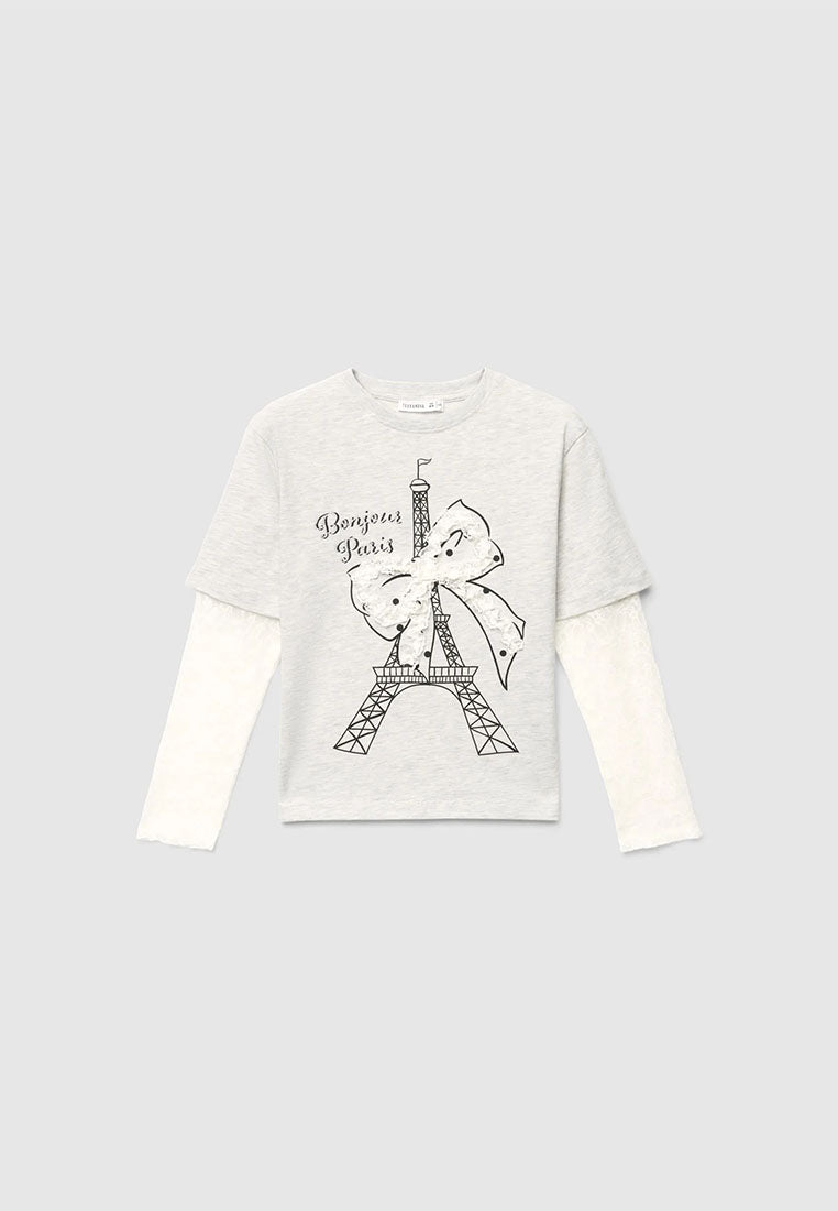 Eiffel Tower Bow Graphic Top for Girls