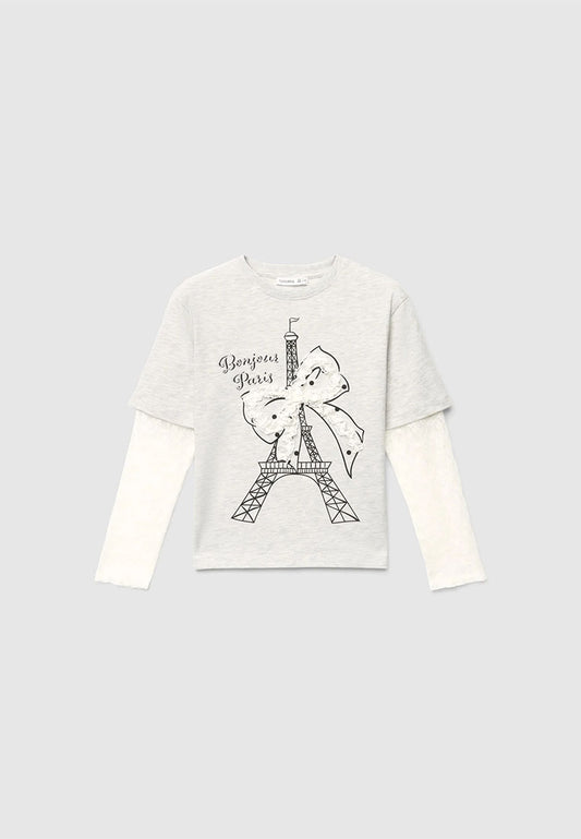 Eiffel Tower Bow Graphic Top for Girls
