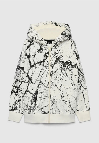 Hoodie with zip and marbled print for Boys