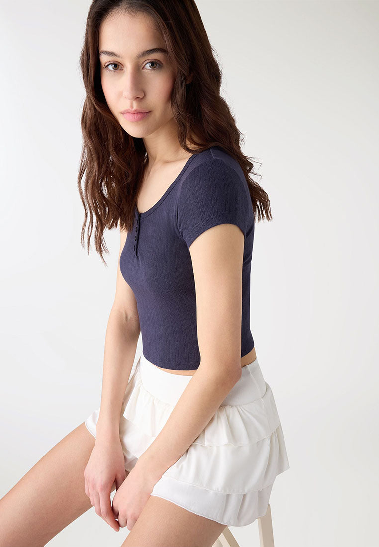Women's Henley Rib-Knit Tee