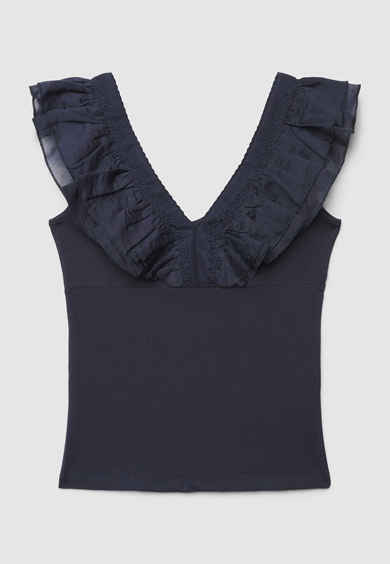 Women's V-Neck Ruffle-Trim Tank Top