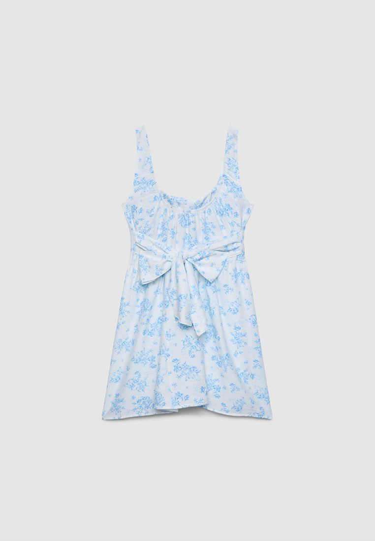 Women's Floral Square Neckline Short Dress