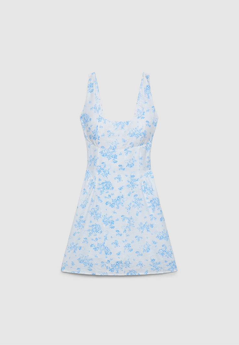 Women's Floral Square Neckline Short Dress