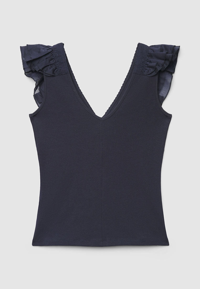 Women's V-Neck Ruffle-Trim Tank Top
