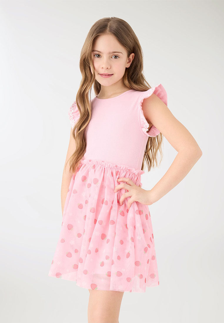 Strawberry Print Tulle Skirt Dress for Girls