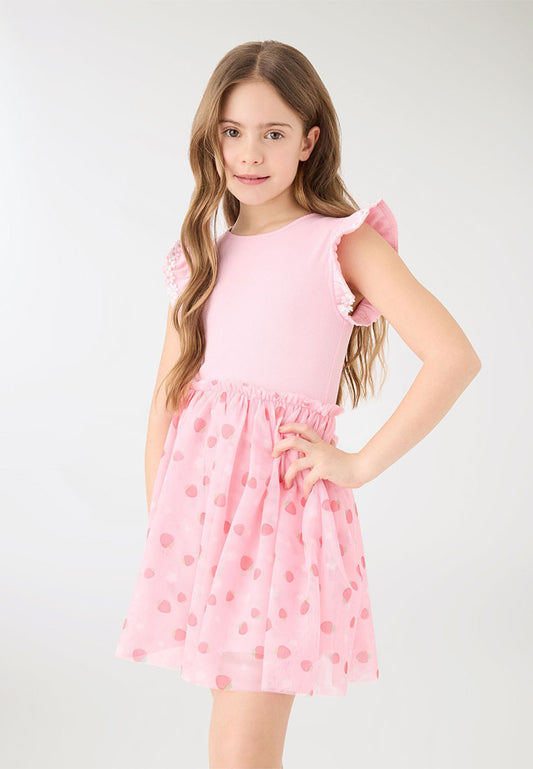 Strawberry Print Tulle Skirt Dress for Girls