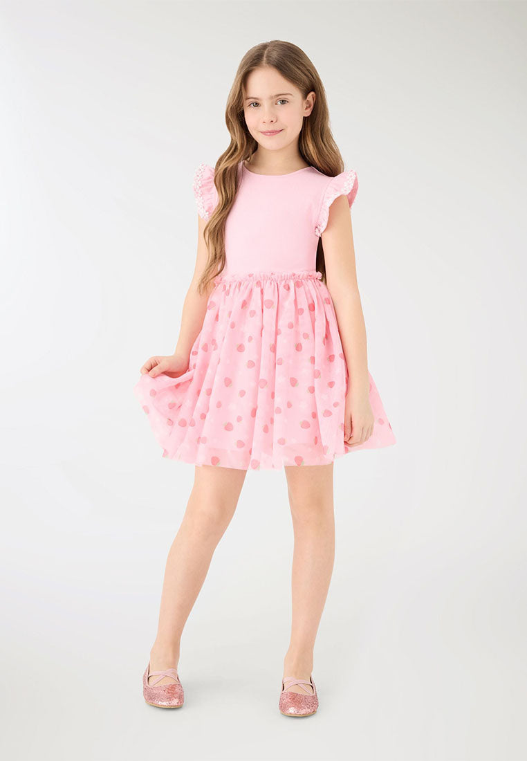 Strawberry Print Tulle Skirt Dress for Girls