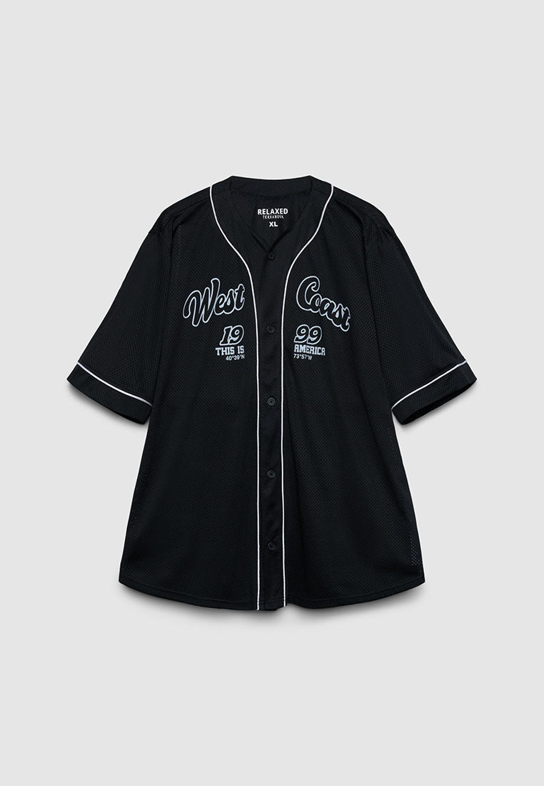 Men's Baseball-Style Button-Up T-Shirt