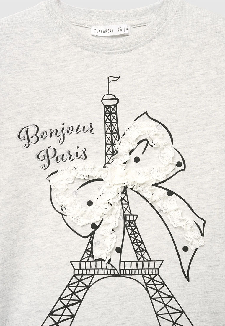 Eiffel Tower Bow Graphic Top for Girls