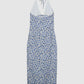 Women's Mini Flower design Halter Midi Dress