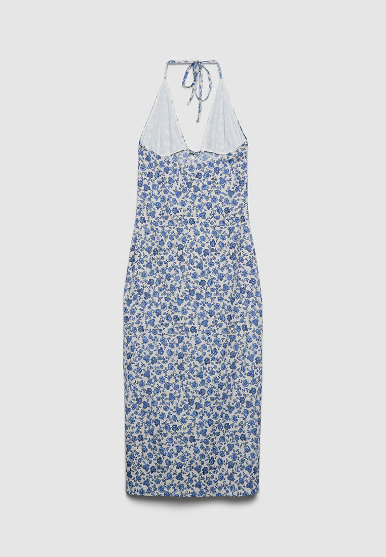 Women's Mini Flower design Halter Midi Dress