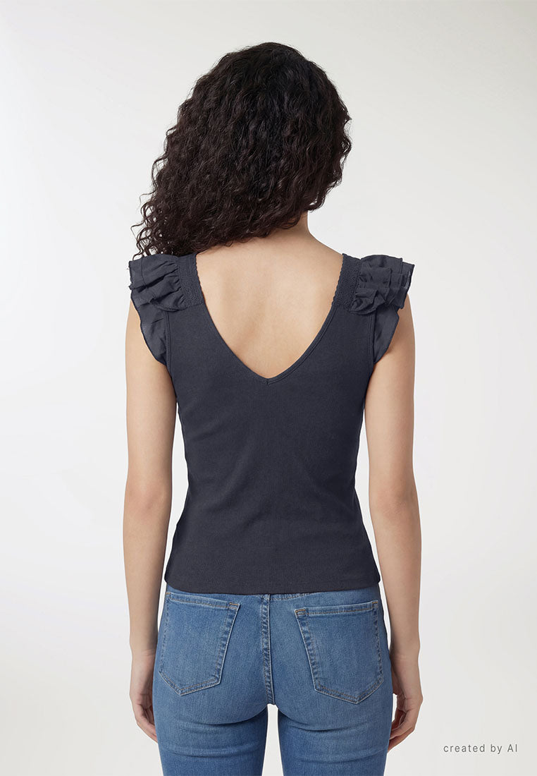 Women's V-Neck Ruffle-Trim Tank Top