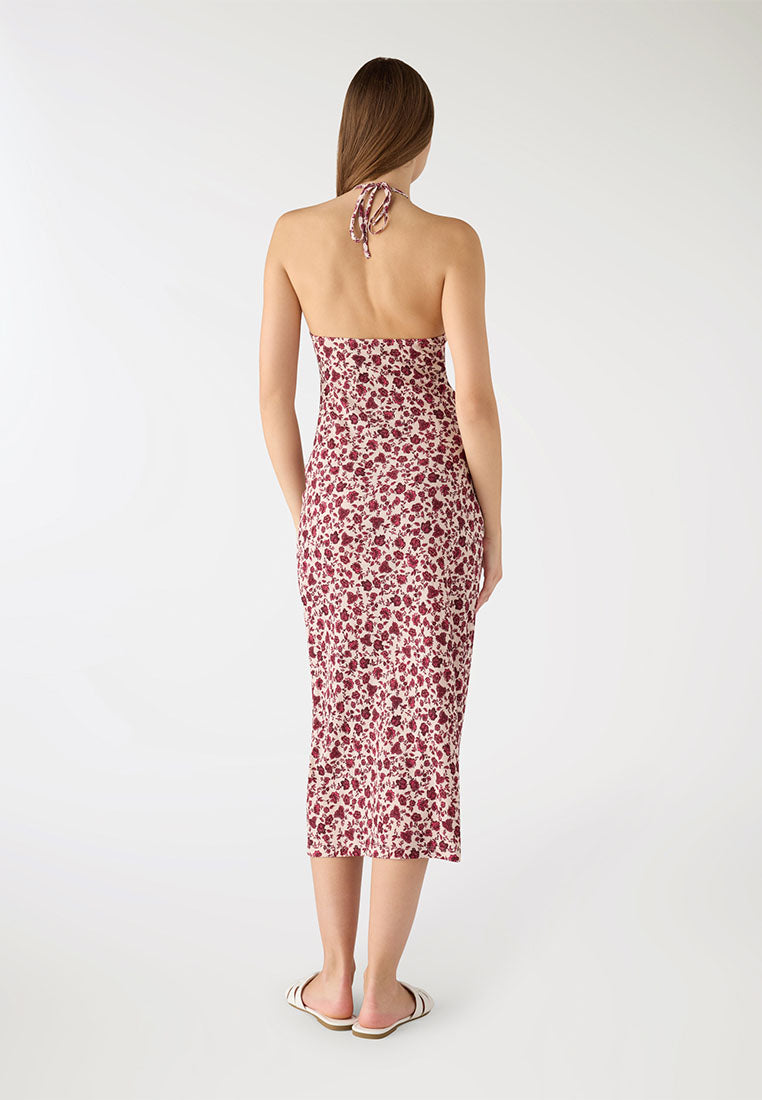 Women's Mini Flower design Halter Midi Dress