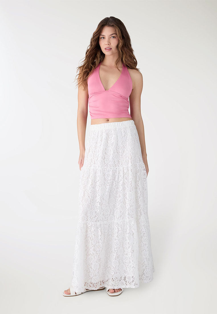 Women's Halter deep V-Neck Crop Top