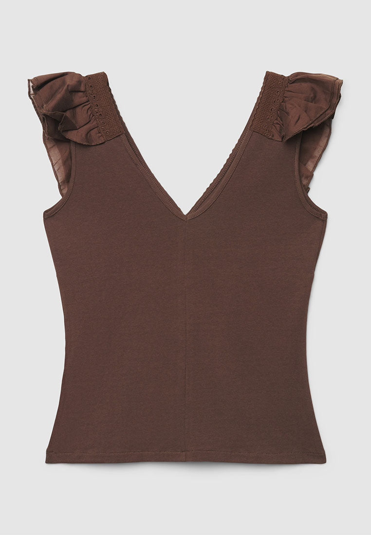 Women's V-Neck Ruffle-Trim Tank Top