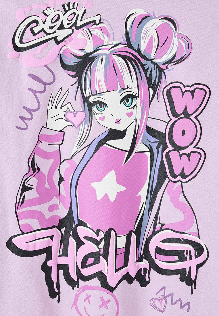 Long-sleeve T-shirt with print and double sleeves for Girls