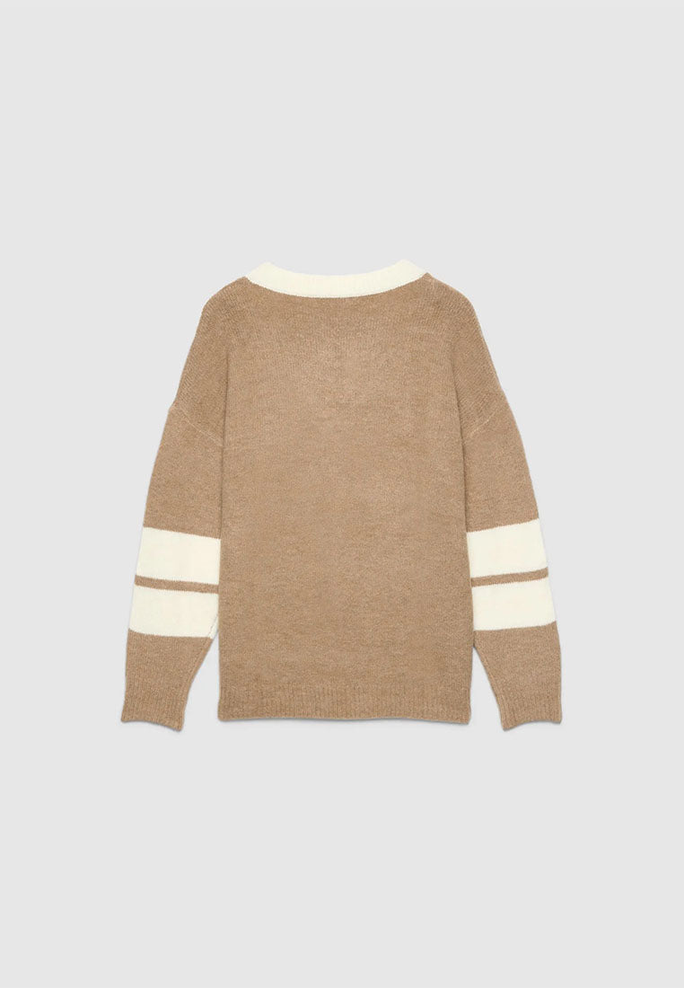 Women's Inlaid Number V-neck Sweater