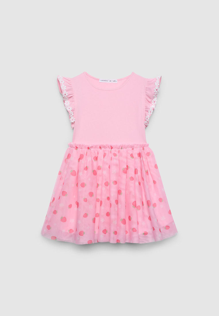 Strawberry Print Tulle Skirt Dress for Girls