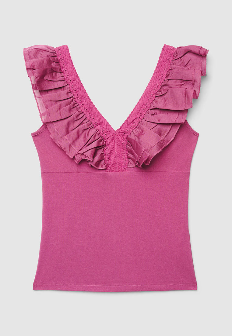 Women's V-Neck Ruffle-Trim Tank Top