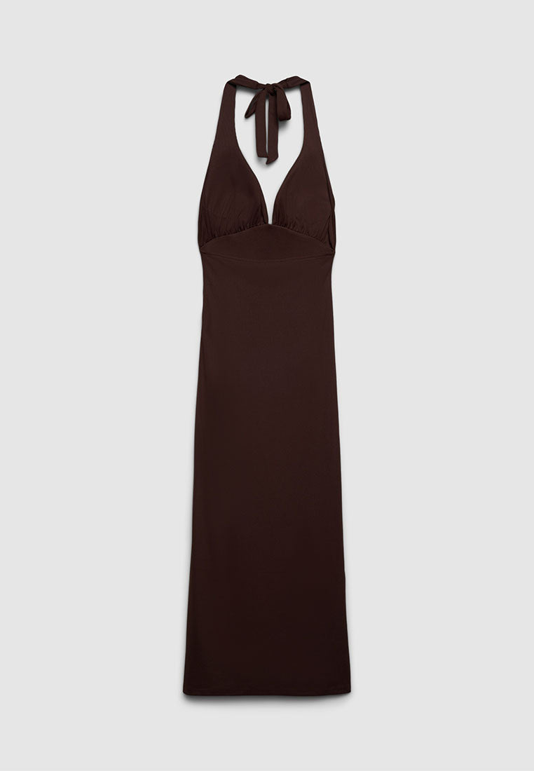 Women's Ribbed Halter Midi Dress