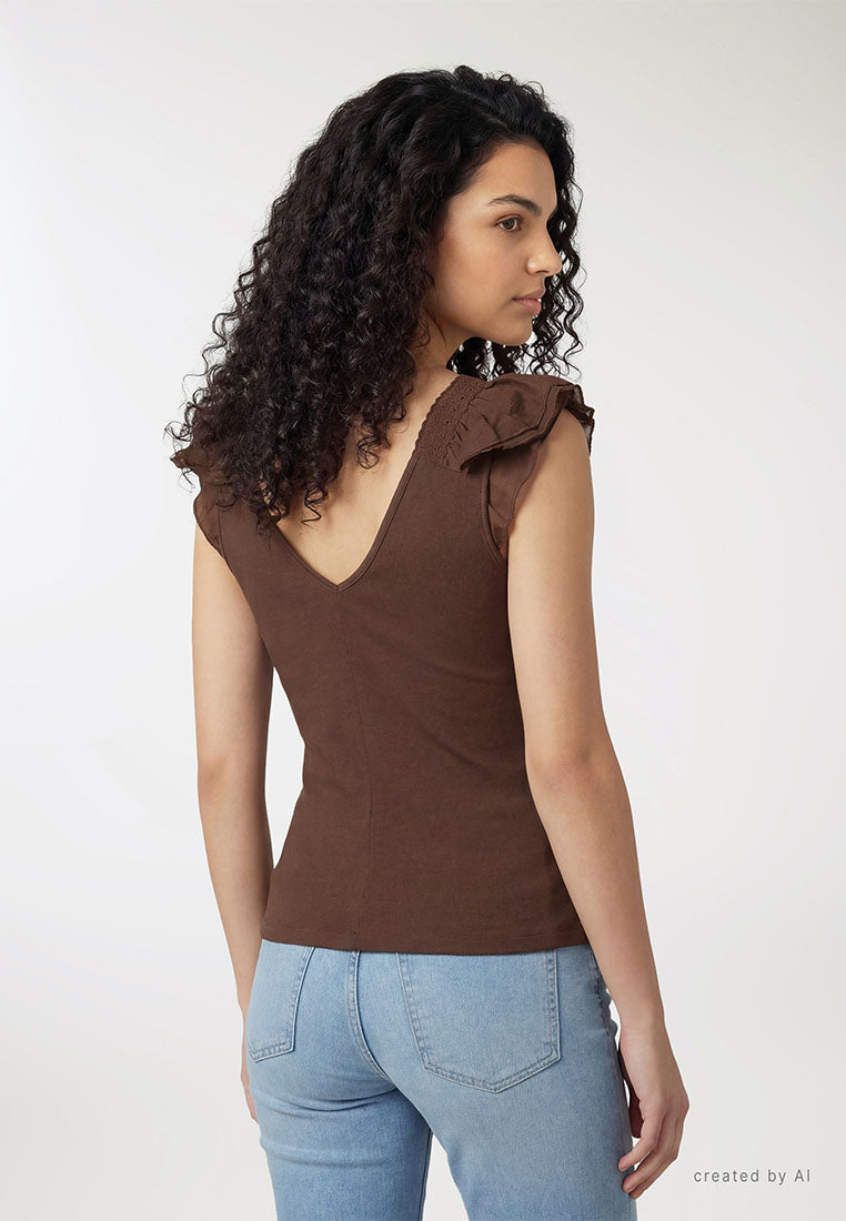 Women's V-Neck Ruffle-Trim Tank Top