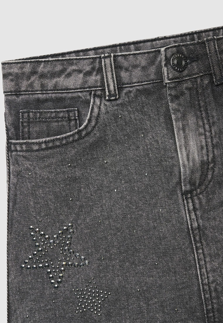 Sparkle Star Denim Mini Skirt for Girls