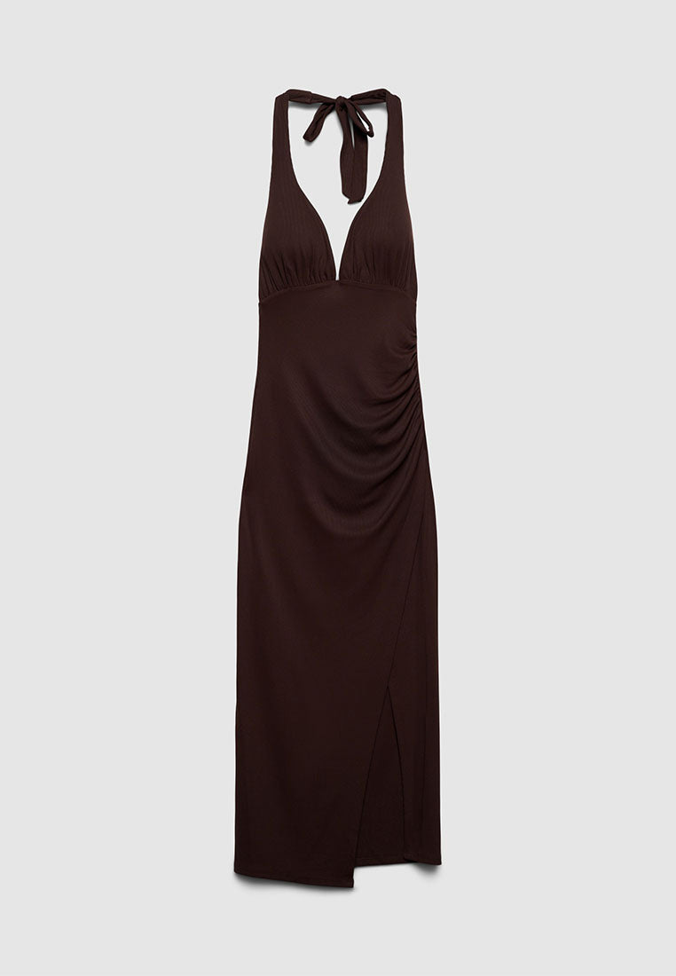 Women's Ribbed Halter Midi Dress
