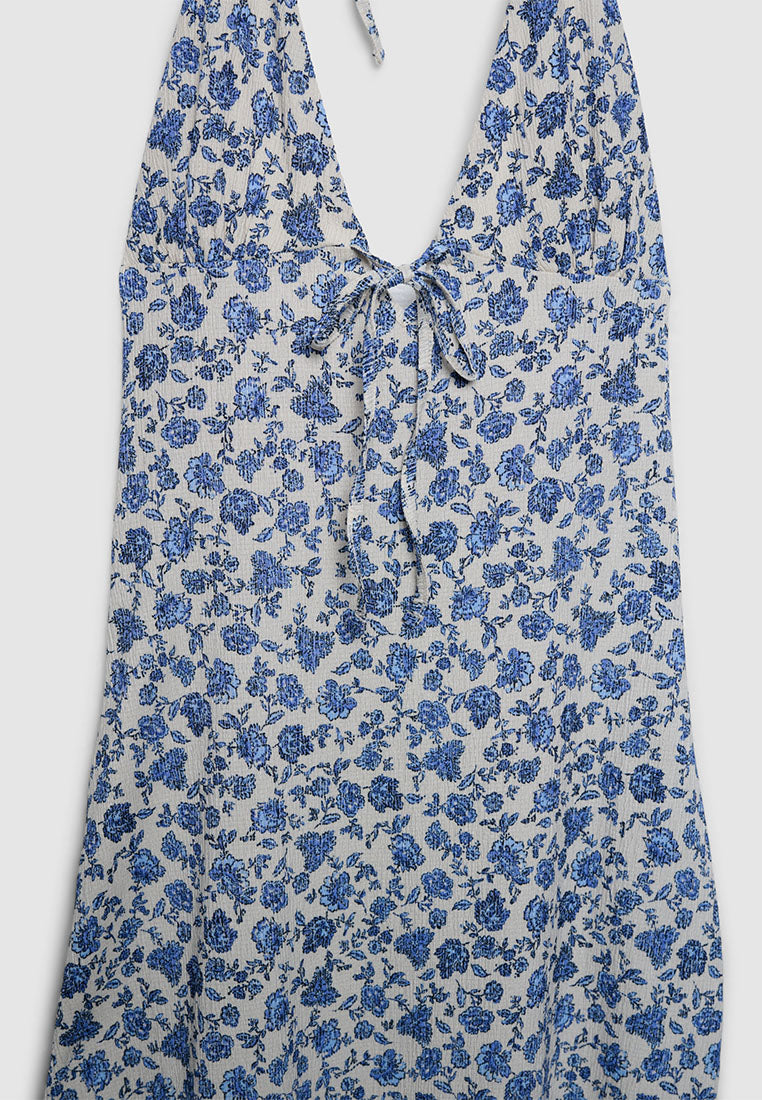 Women's Mini Flower design Halter Midi Dress