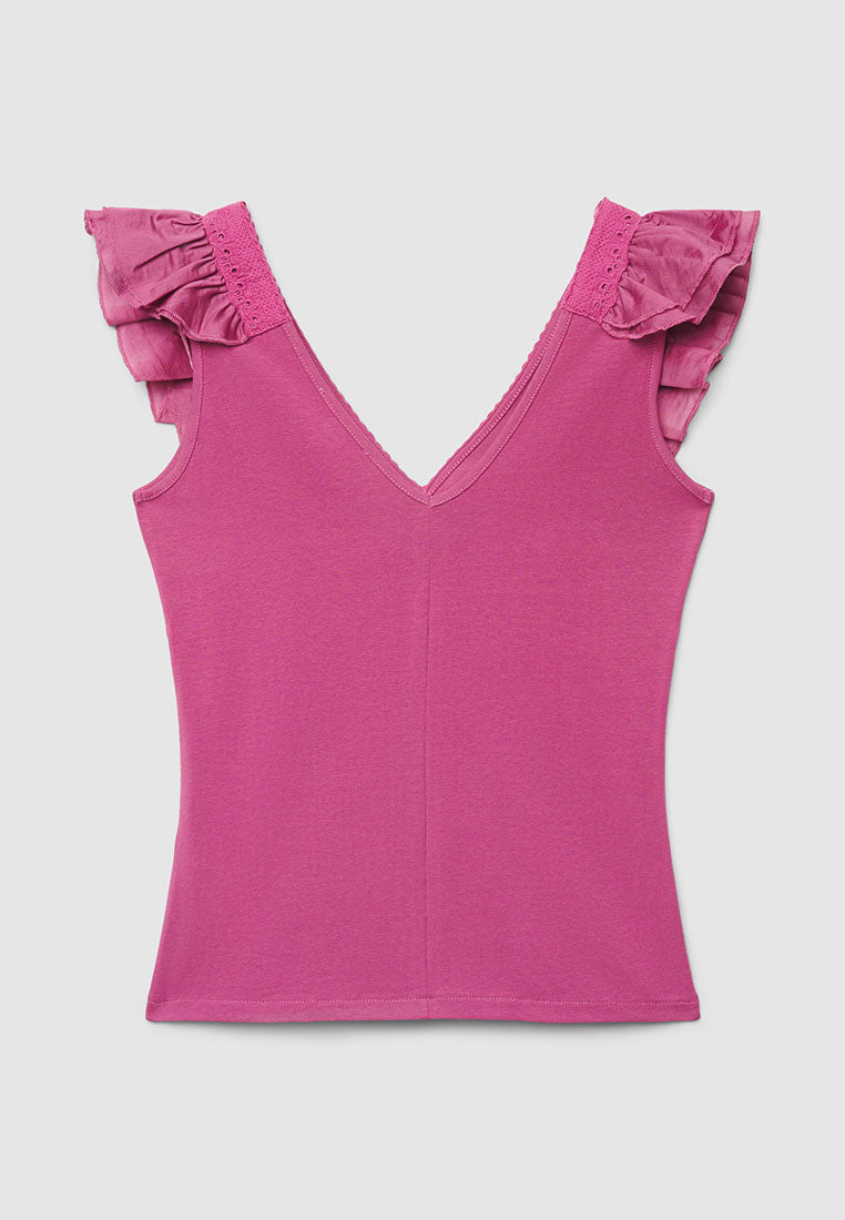 Women's V-Neck Ruffle-Trim Tank Top