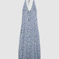 Women's Mini Flower design Halter Midi Dress